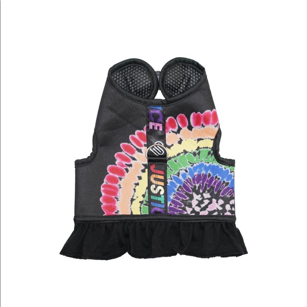 JUSTICE Rainbow Print Pet Harness, Extra Small, Black
